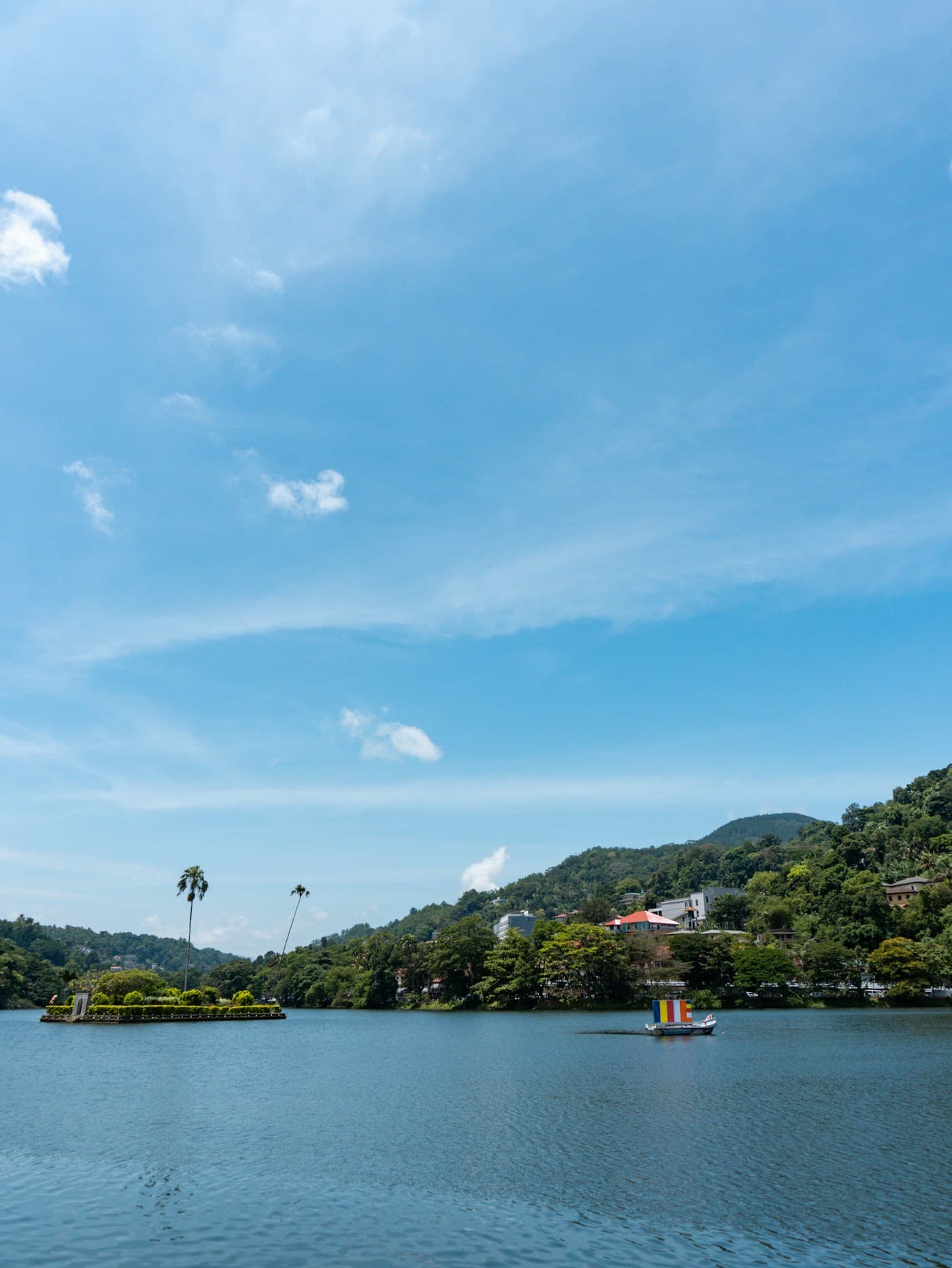 Kandy Lake with its island and surrounding green hills