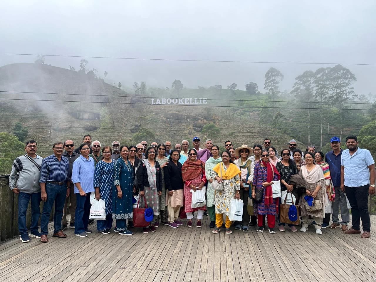 A travel group visiting Sri Lanka's tea country